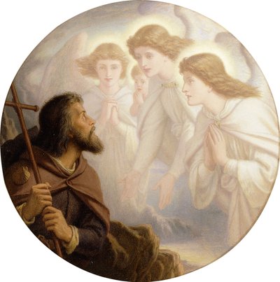 Guía, luz amable, en medio de la penumbra que me rodea, guíame... y con la mañana esas caras de ángel sonríen, que he amado desde hace mucho tiempo y perdido por un tiempo, 1894 de Joseph Noel Paton