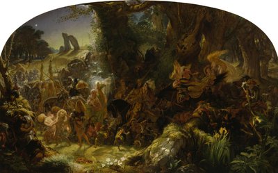 El asalto de las hadas: Llevarse a un Changeling - Midsummer Eve de Joseph Noel Paton