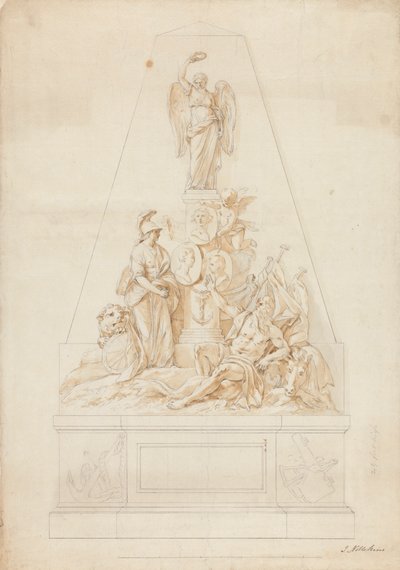 Estudio para el monumento a los capitanes de navío William Bayne, William Blair y Lord Robert Manner de Joseph Nollekens