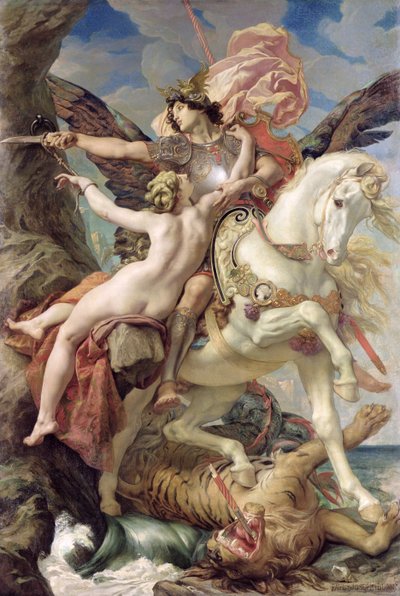 La liberación: Ruggiero y Angélica, 1876 de Joseph Paul Blanc