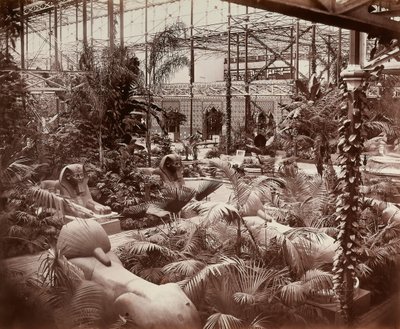 El Palacio de Cristal en Londres: la sección tropical, c.1870 (foto en blanco y negro) de Joseph Paxton