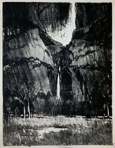 Al pie de la cascada, por Joseph Pennell, grabado de Joseph Pennell