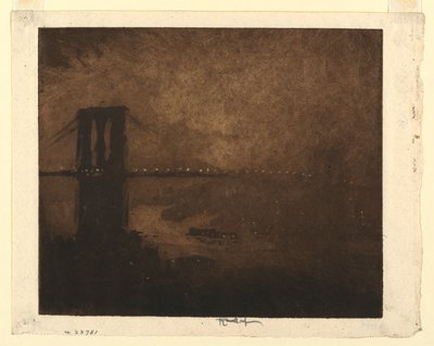 Puente de Brooklyn de noche de Joseph Pennell