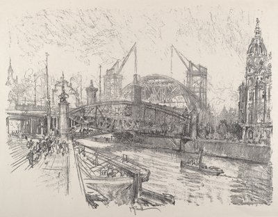 Construcción de la estación Friedrich-Strasse, 1921 de Joseph Pennell