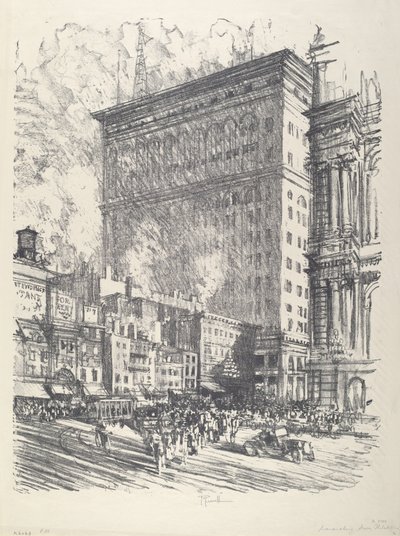 Plaza del Ayuntamiento y Edificio Wanamaker de Joseph Pennell
