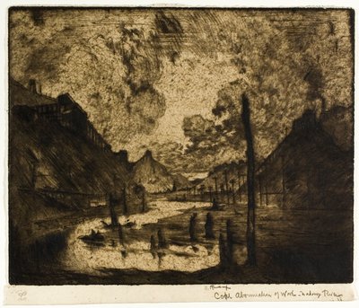 Carbón - Abominación del trabajo, río Mahanoy de Joseph Pennell