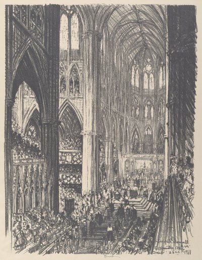Coronación del Rey Jorge V y la Reina María en la Abadía de Westminster de Joseph Pennell