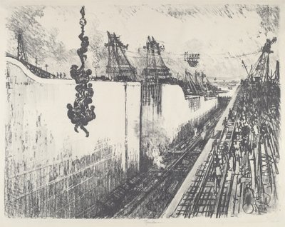 Hora de la Cena, Esclusa de Gatun de Joseph Pennell
