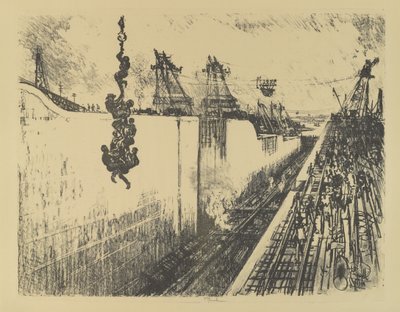 Hora de la Cena, Esclusa de Gatún, 1912 de Joseph Pennell