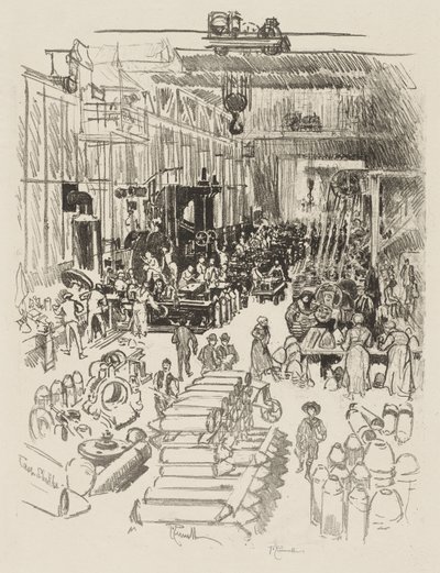 Trabajo de guerra inglés: terminando proyectiles de Joseph Pennell