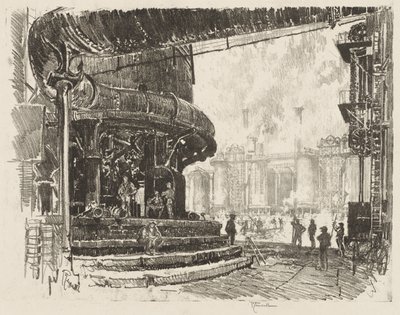 Trabajo de guerra inglés: haciendo arrabio, la base de los altos hornos de Joseph Pennell