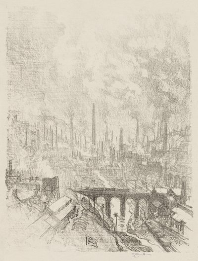 Trabajo de guerra inglés: Ciudad de municiones, No. 1 de Joseph Pennell