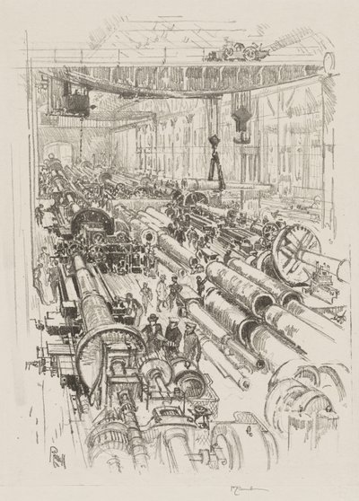 Trabajo de guerra inglés: la tienda de armas de Joseph Pennell