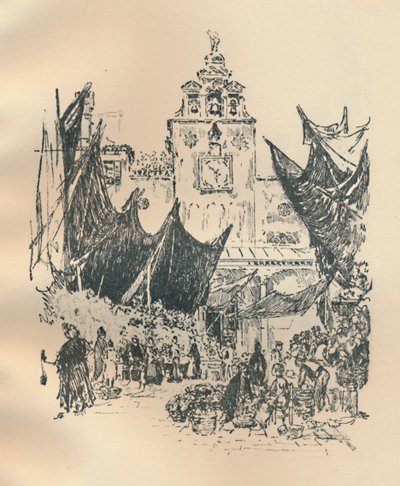 Mercado de Flores, Venecia, finales del siglo XIX-principios del siglo XX, 1925 de Joseph Pennell