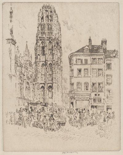 Mercado de Flores y Torre de la Mantequilla, Ruan de Joseph Pennell