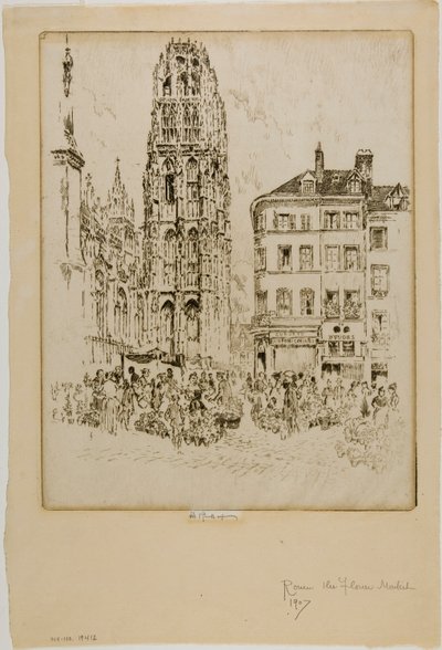 Mercado de flores y Torre de la Mantequilla, Ruan de Joseph Pennell