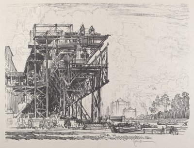 Fábrica de gas desde el canal, Berlín de Joseph Pennell