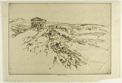 Girgenti, el templo en la muralla de Joseph Pennell