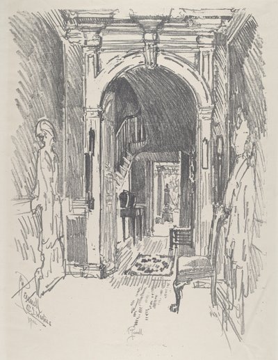 Pasillo en la Casa del Dr. Wister de Joseph Pennell