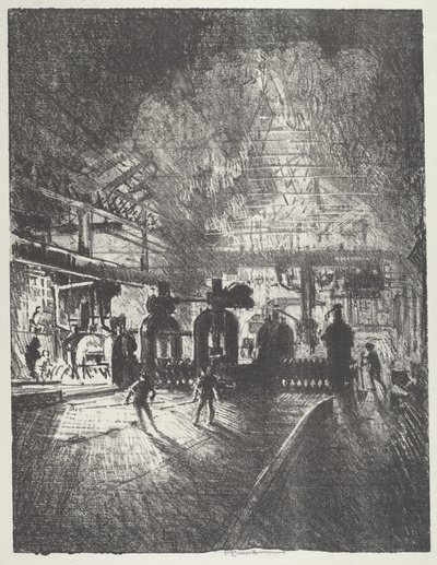 En las fauces de la muerte, barras rodantes para conchas, 1916 de Joseph Pennell