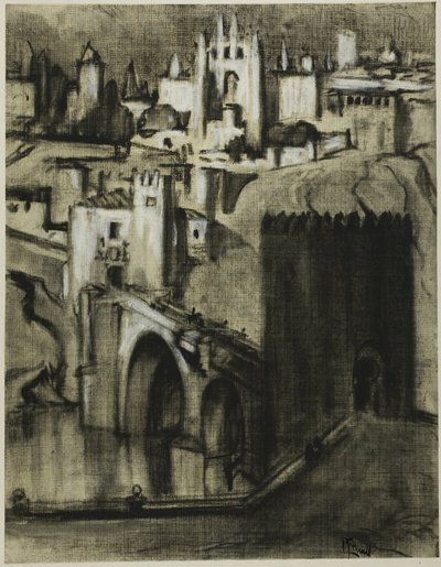 Son carriles de palacios adosados alrededor de la ladera, Toledo de Joseph Pennell