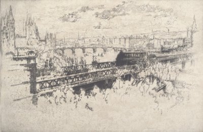 Londres sobre el puente de Charing Cross, 1910 de Joseph Pennell