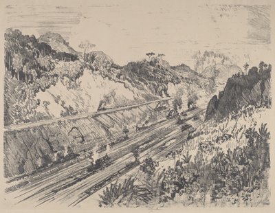 Mirando hacia arriba el corte desde Bas Obispo de Joseph Pennell