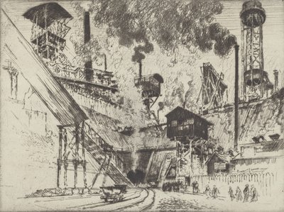 Boca de la mina, Ruhrort cerca de Oberhausen, 1910 de Joseph Pennell