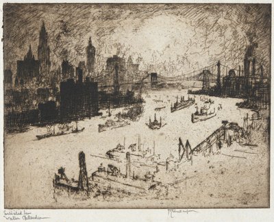 Nueva York desde el puente de Williamsburg de Joseph Pennell