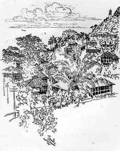 Ancón oficial, lámina XXIV de El Canal de Panamá por Joseph Pennell, 1912 de Joseph Pennell