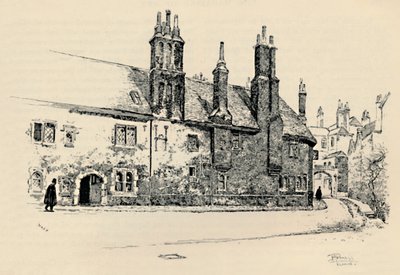 Antigua Charterhouse: Fachada exterior de Washhouse Court, con la puerta interior, 1886 de Joseph Pennell