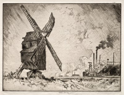 Molinos Viejos y Nuevos, Valenciennes, Francia de Joseph Pennell