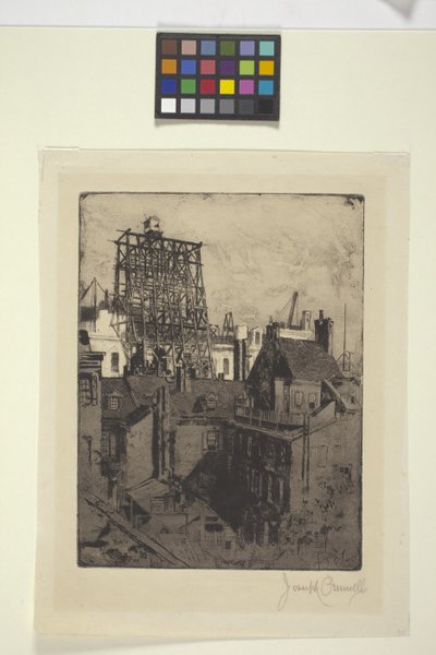 Edificios públicos, Filadelfia (aguafuerte) de Joseph Pennell