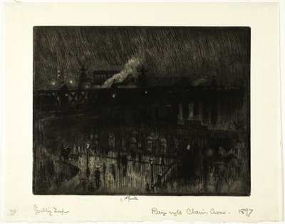 Noche Lluviosa, Estación de Charing Cross de Joseph Pennell