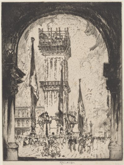 Reconstrucción del Campanile, Venecia, No.I de Joseph Pennell