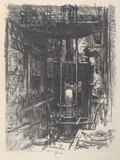 Dando forma a un arma desde un lingote de Joseph Pennell