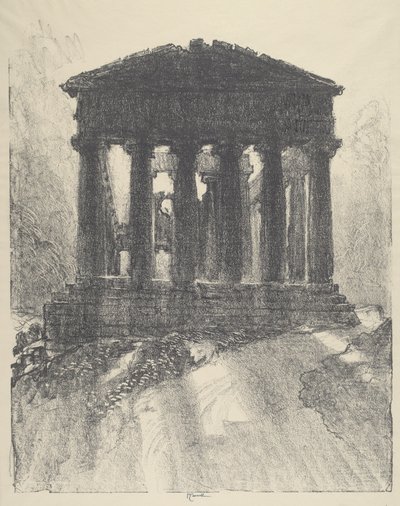 Amanecer detrás del Templo de la Concordia, Girgenti de Joseph Pennell