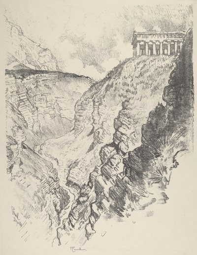Templo sobre el Cañón, Segesta, 1913 de Joseph Pennell