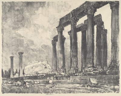 La Acrópolis desde el Templo de Júpiter, Atenas de Joseph Pennell