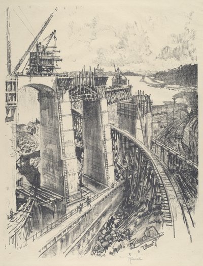 El enfoque a la esclusa de Gatún, 1912 de Joseph Pennell