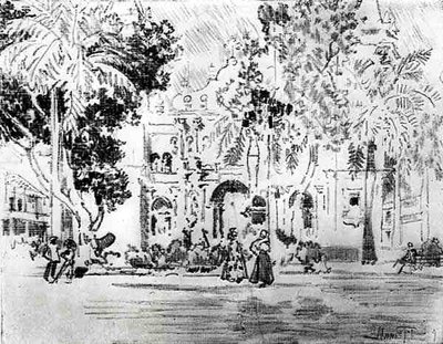 La catedral, lámina XXVI de El Canal de Panamá por Joseph Pennell, 1912 de Joseph Pennell
