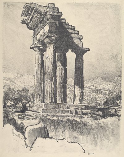 Las columnas de Cástor y Pólux, Girgenti de Joseph Pennell