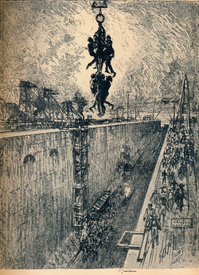 El fin del día-Gatun Lock, 1912 de Joseph Pennell