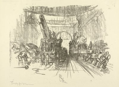 La serie de la guerra inglesa: W.453. Listos para la guerra, 1916 de Joseph Pennell