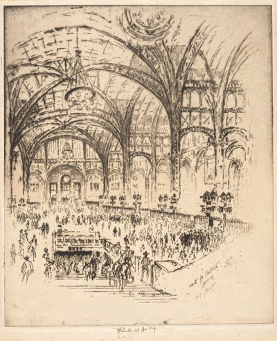 The Hall of Iron, Pennsylvania Station, Nueva York de Joseph Pennell