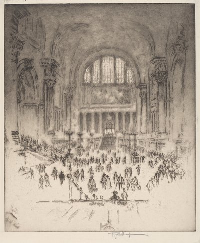 El Salón de Mármol, Estación de Pensilvania, Nueva York de Joseph Pennell