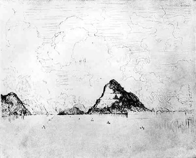 La boca del canal desde el mar, lámina XXVIII de El Canal de Panamá por Joseph Pennell, 1912 de Joseph Pennell