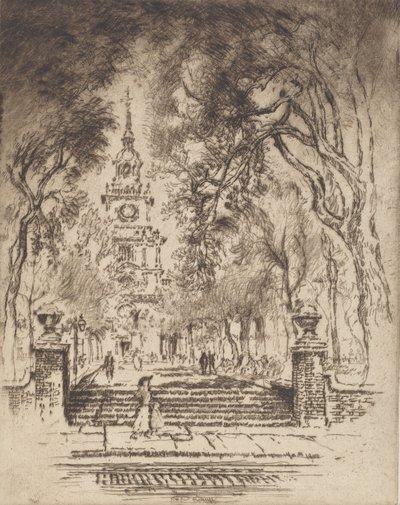 La plaza, Plaza de la Independencia, Filadelfia de Joseph Pennell