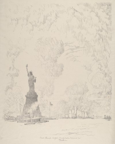 La Estatua, Bahía de Nueva York, 1910 de Joseph Pennell