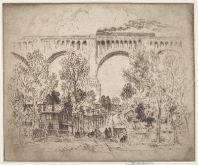 El viaducto, D., L. & W. en Nicholson, Pa. de Joseph Pennell